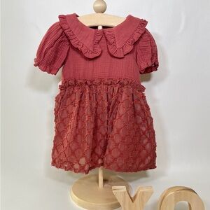 NWOT Girls' Pink Mauve Ruffle Collar Dress